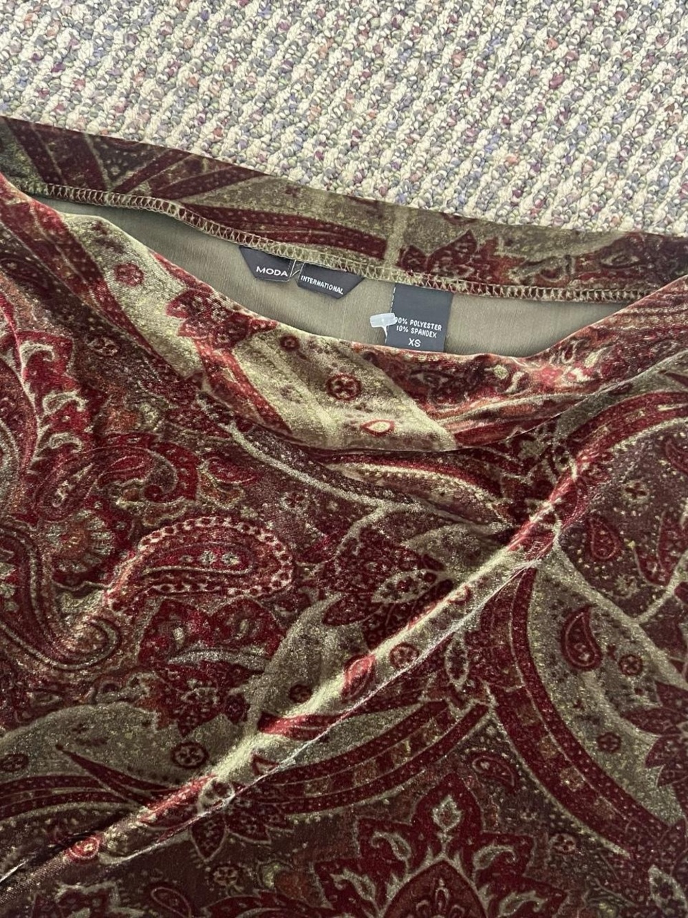 Y2K Moda International Paisley Velvet Mini Skirt